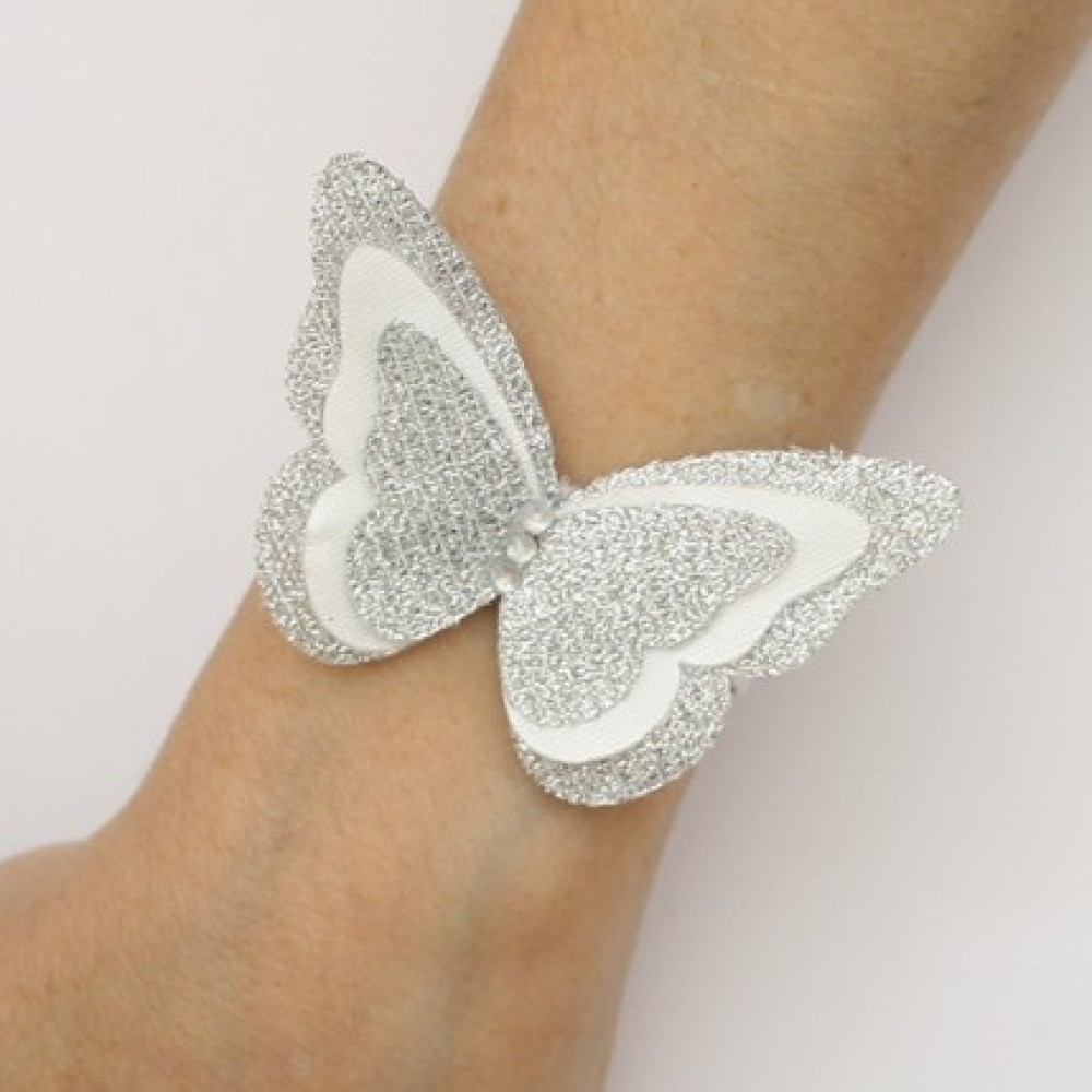 Bracelet mariage papillon blanc argent