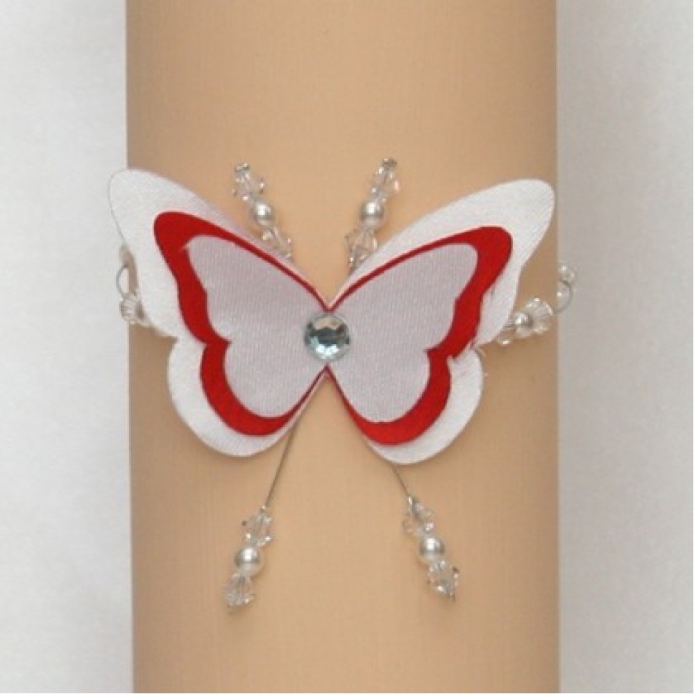 Bracelet mariage papillon blanc rouge