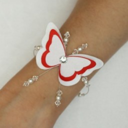 Bracelet mariage papillon blanc rouge BR1268A