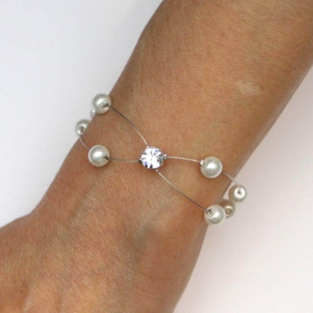 Bracelet de mariage blanc et strass