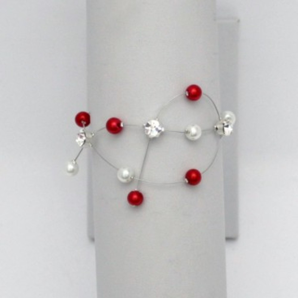 Bracelet mariage rouge blanc strass