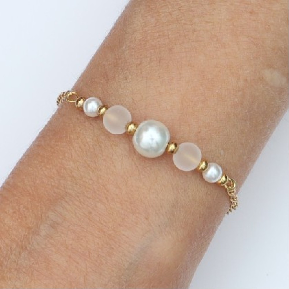 Bracelet mariage doré à l'or fin et blanc