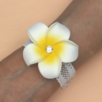 Bracelet élastique fleur de tiaré/frangipanier