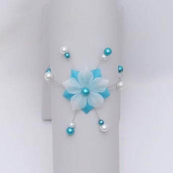 Bracelet mariage fleur bleu turquoise blanc BR1285A