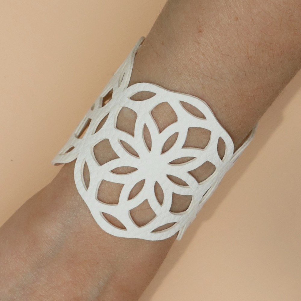 Parure mariage mandala simili cuir blanc Parure mariage mandala simili cuir blanc
