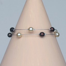 Bracelet perles ivoire et chocolat BR1165B