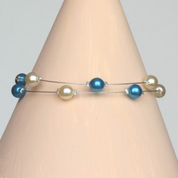 Bracelet perles ivoire turquoise BR1182A