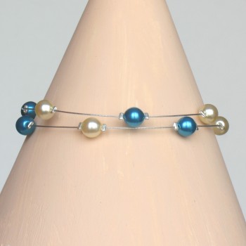 Bracelet perles ivoire turquoise BR1182A