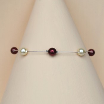 Bracelet mariage ivoire et bordeaux BR1251A