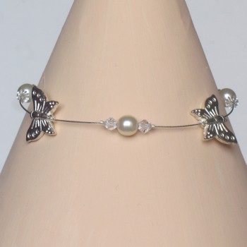 Bracelet papillon ivoire et cristal BR1174A