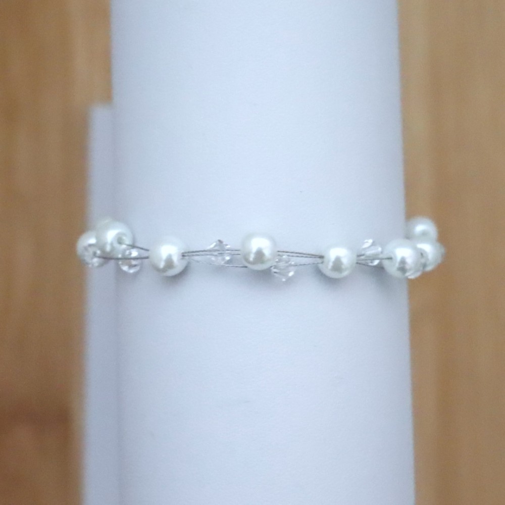 Bracelet mariage blanc et cristal