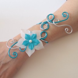 Bracelet mariage argent et turquoise BRA310