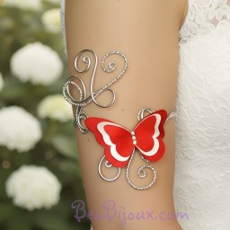 Bracelet Brassard papillon rouge et blanc BBA357