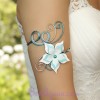 Bracelet brassard fleur blanc turquoise BBA359
