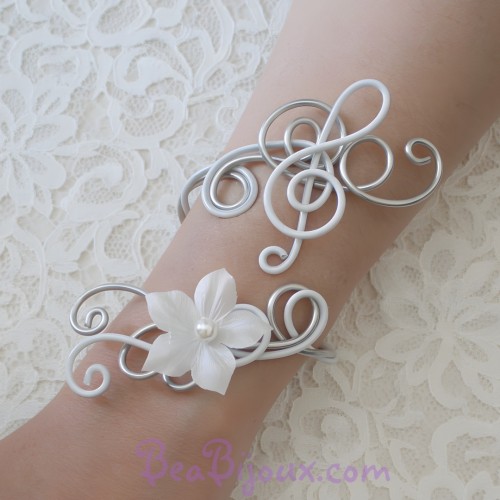 Bracelet clé de sol argent blanc