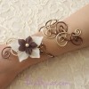 Bracelet de mariage fleur ivoire chocolat BRA302