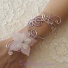 Bracelet mariage argent et parme + fleur BRA316