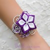 Bracelet mariage fleur blanc violet argent BRA343