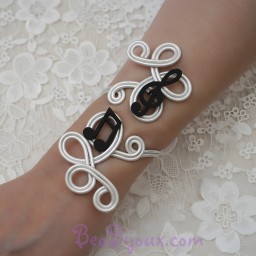Bracelet mariage musique blanc et noir BRA332