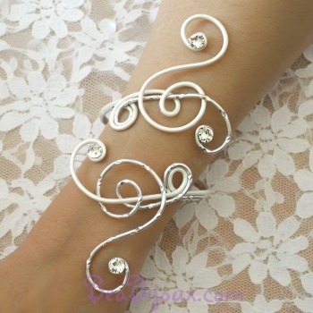 Bracelet mariage blanc argent strass BRA339