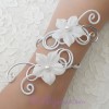 Bracelet mariage blanc et argent + fleurs BRA235