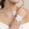 Bracelet mariage blanc argent fleur strass BRA353A