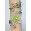 Bracelet mariage aluminium argent vert anis + fleur BRA270