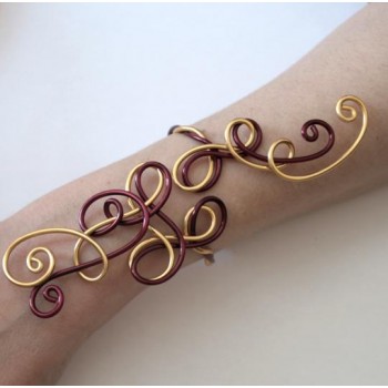Bracelet mariage aluminium or et bordeaux foncé BRA306