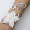 Bracelet mariage blanc argent fleur strass BRA353A