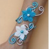 Bracelet mariage argent turquoise et fleurs BRA350