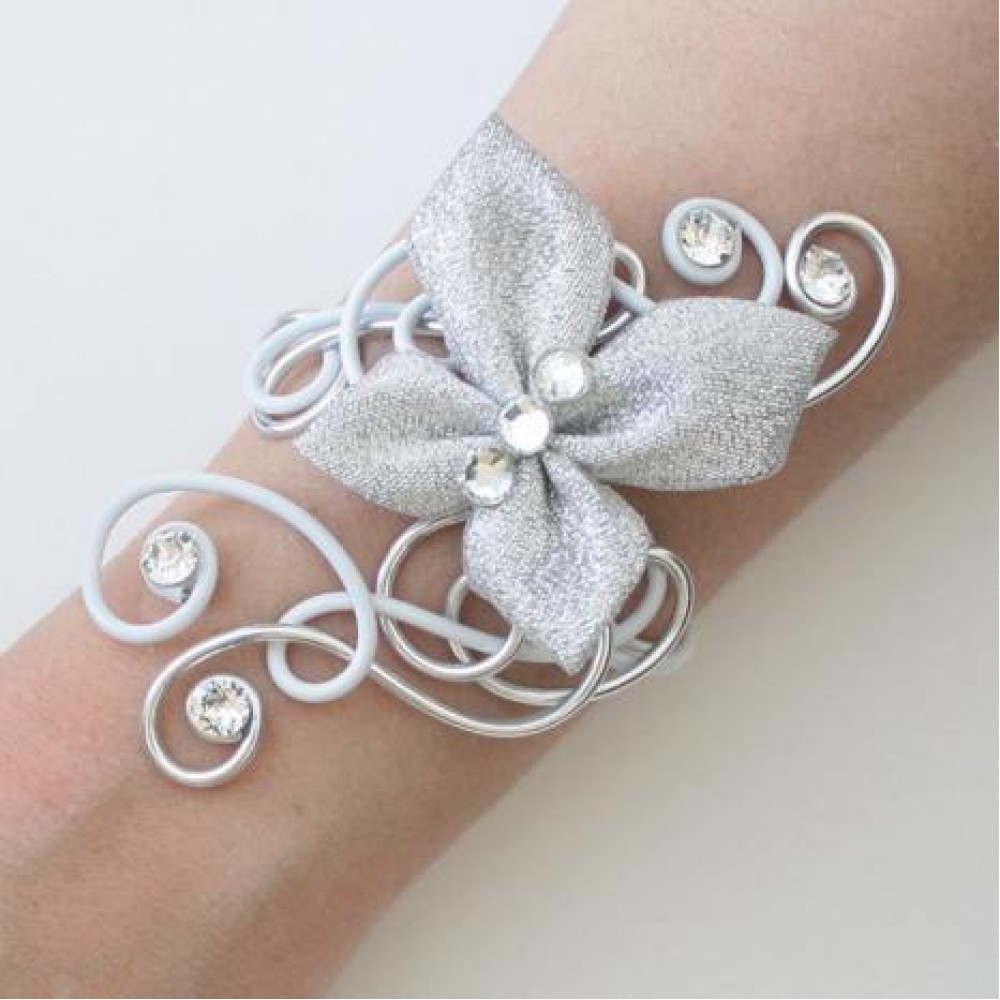 Bracelet mariage blanc argent strass papillon Bracelet mariage blanc argent strass papillon