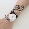 Bracelet mariage blanc et noir fleur BRA327