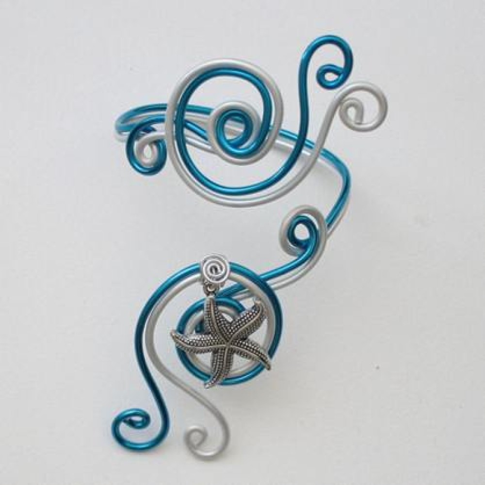 Bracelet mariage étoile de mer blanc et bleu turquoise Bracelet mariage étoile de mer blanc et bleu turquoise