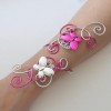 Bracelet mariage fuchsia argent papillons BRA330