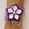 Bracelet mariage fleur blanc violet argent BRA343