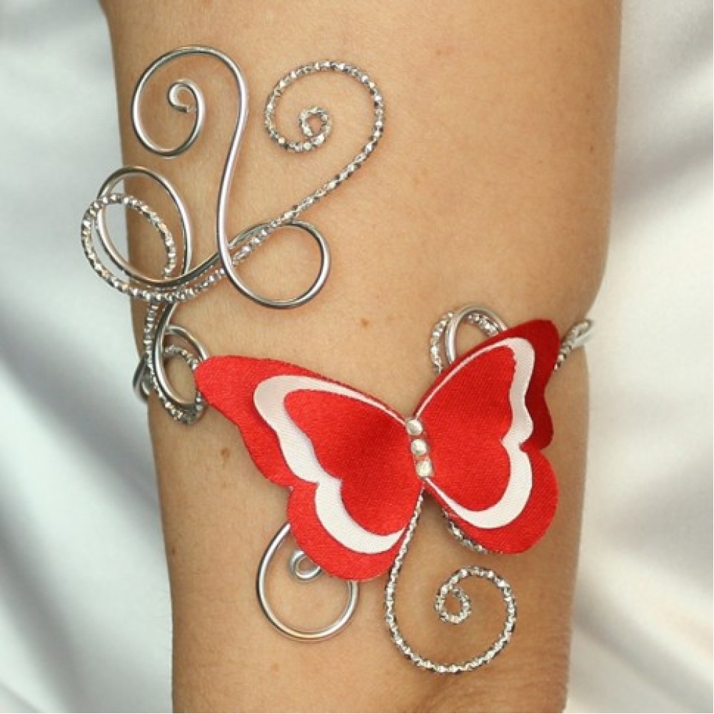 Bracelet Brassard papillon rouge et blanc