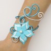 Bracelet mariage fleur turquoise blanc BRA359