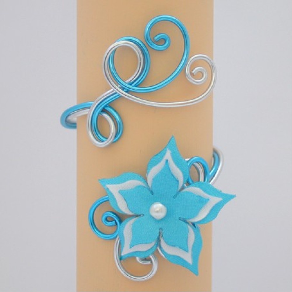 Bracelet mariage fleur turquoise blanc