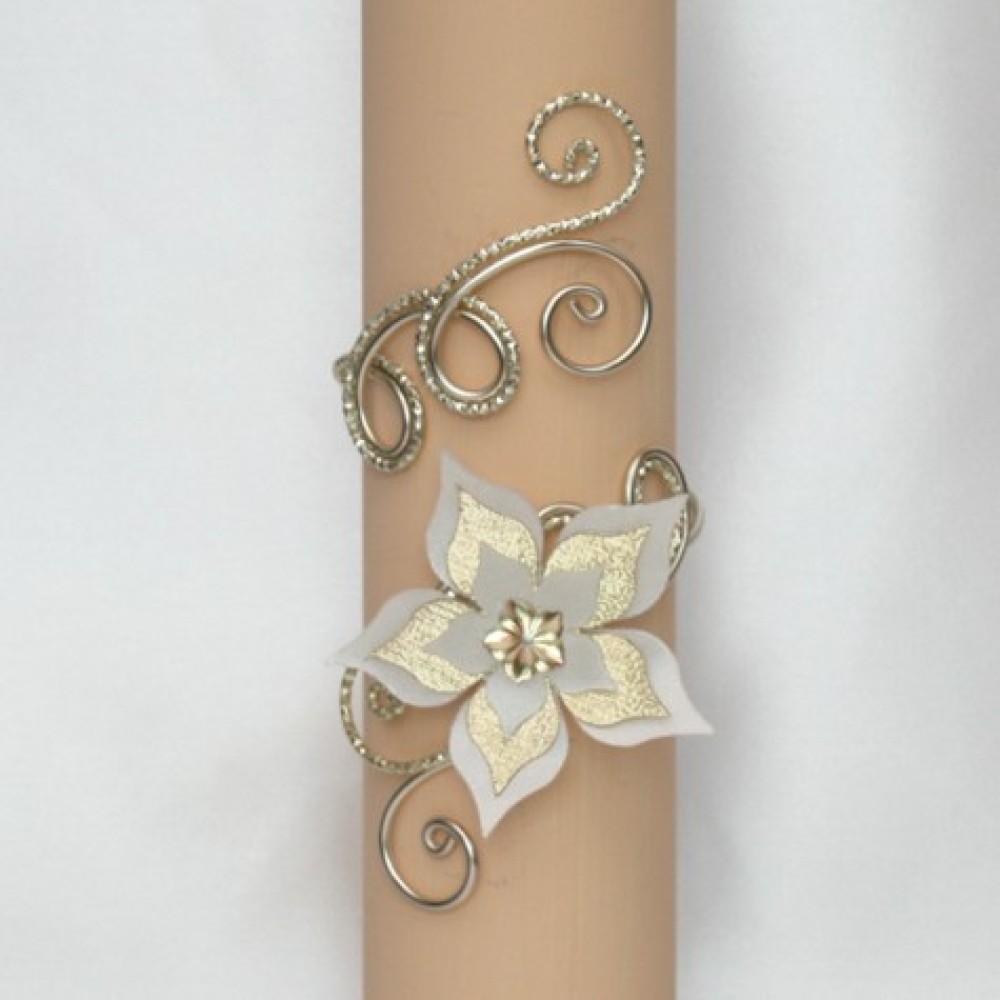 Bracelet mariage fleur ivoire champagne dore