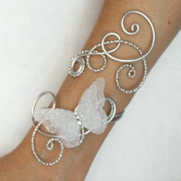 Bracelet mariage papillon blanc argent BRA355