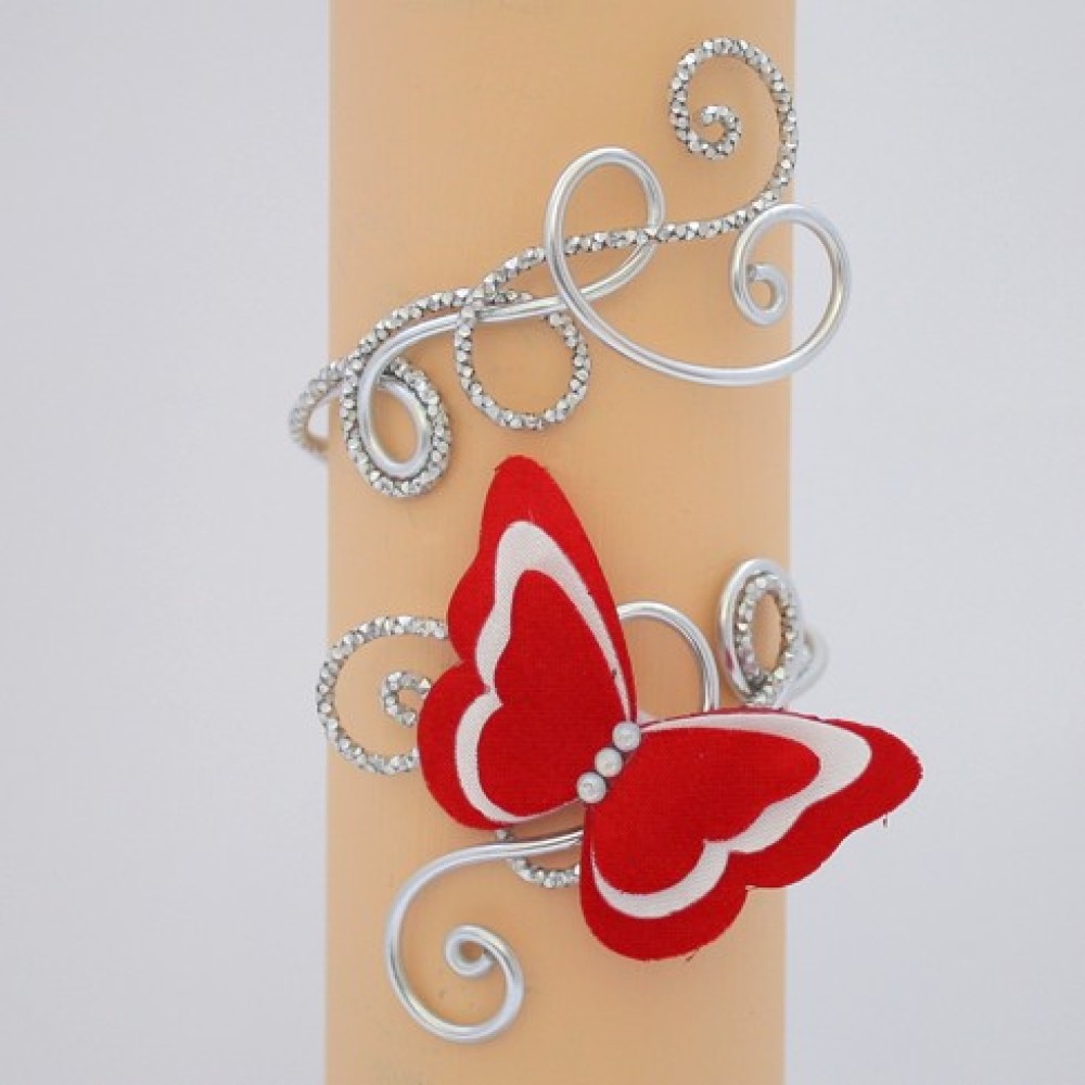 Bracelet mariage papillon rouge et blanc