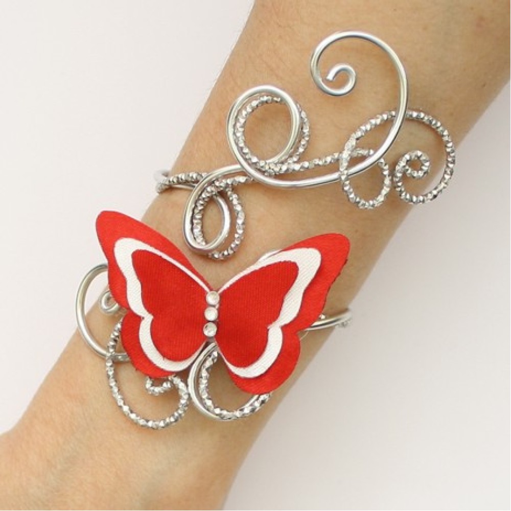 Bracelet mariage papillon rouge et blanc