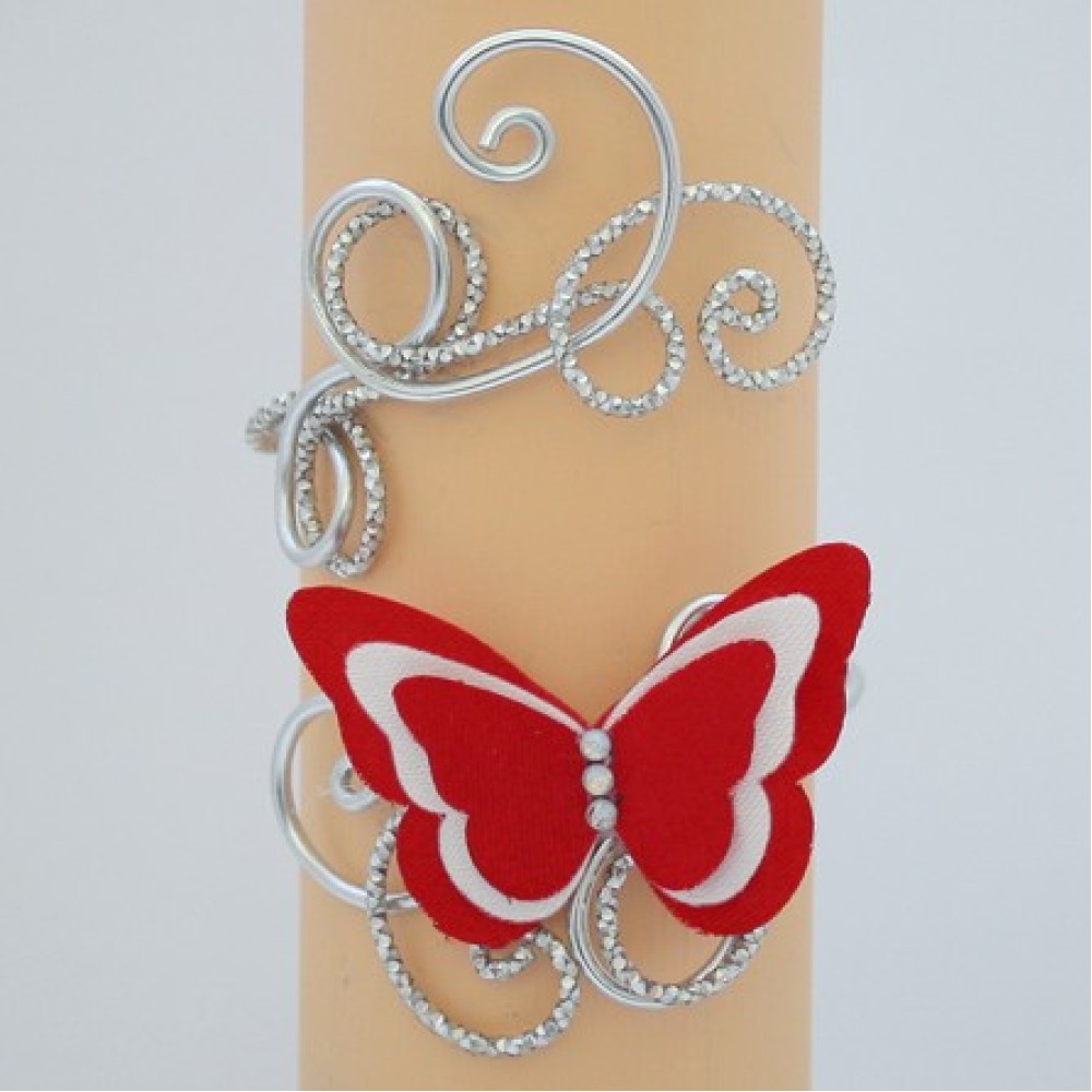 Bracelet mariage papillon rouge et blanc