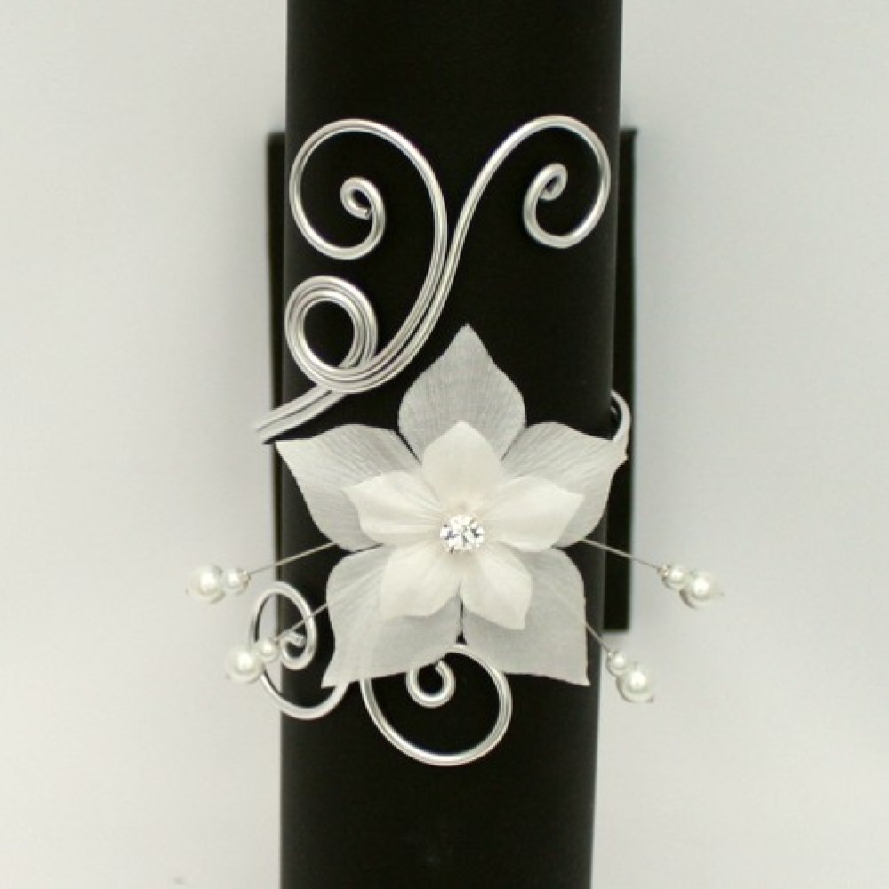 Bracelet mariage blanc fleur