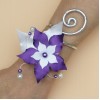 Bracelet mariage fleur blanc violet BRA360