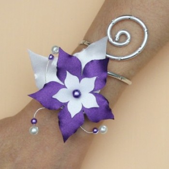 Bracelet mariage fleur blanc violet BRA360