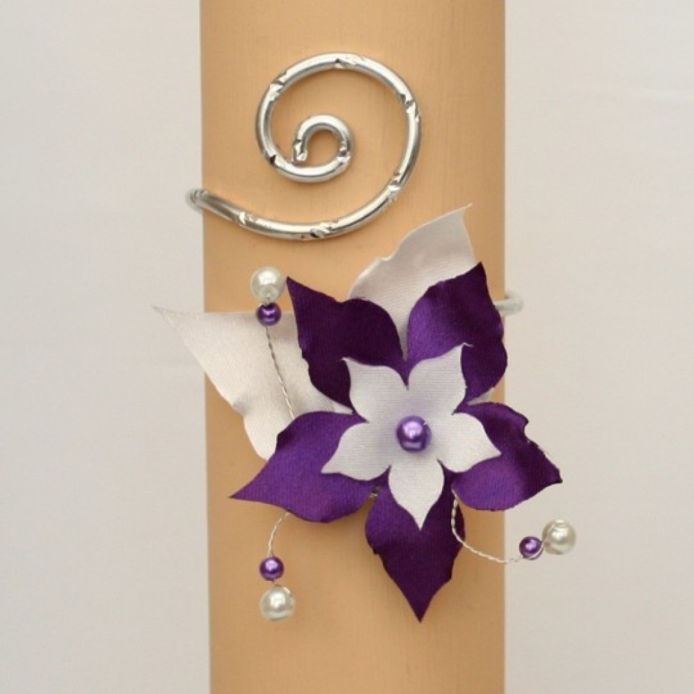 Bracelet mariage fleur blanc violet