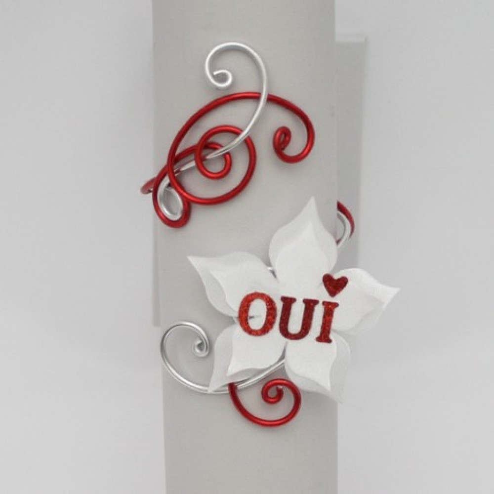 Bracelet mariage OUI blanc rouge argent