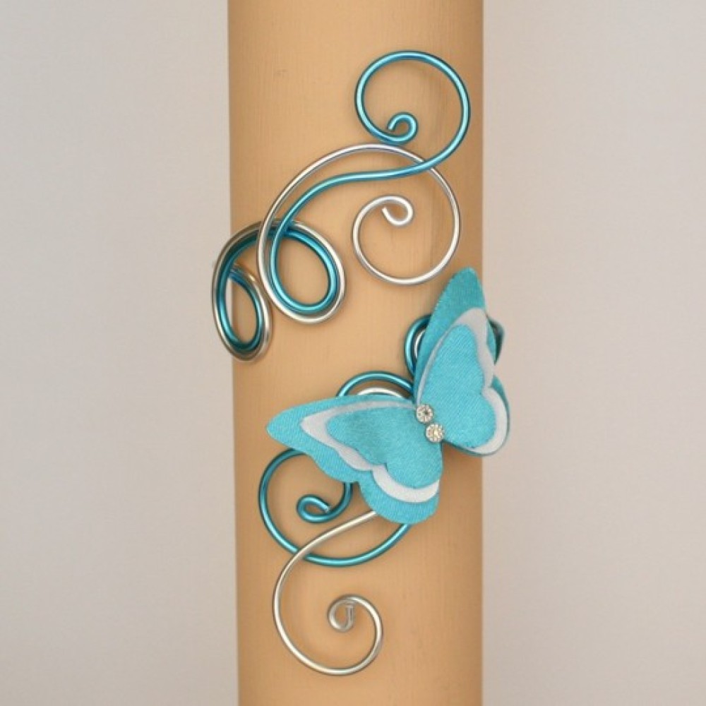 Bracelet mariage papillon argent blanc turquoise