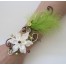 Bracelet mariage chocolat vert anis ivoire fleur plumes BRA346